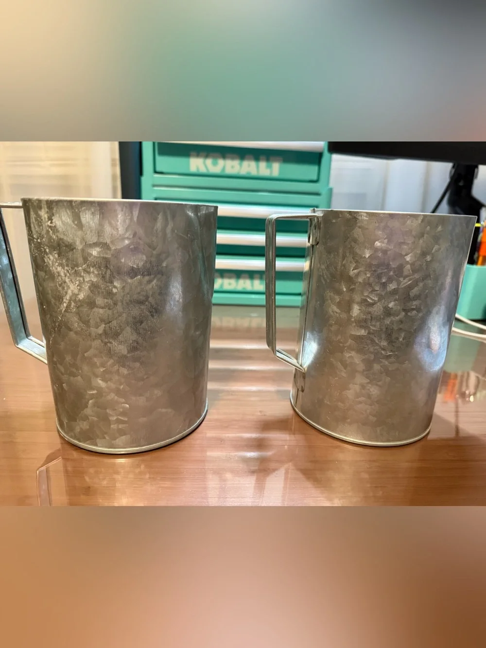 Set of Hammered Metal Pitchers – Silver Decorative